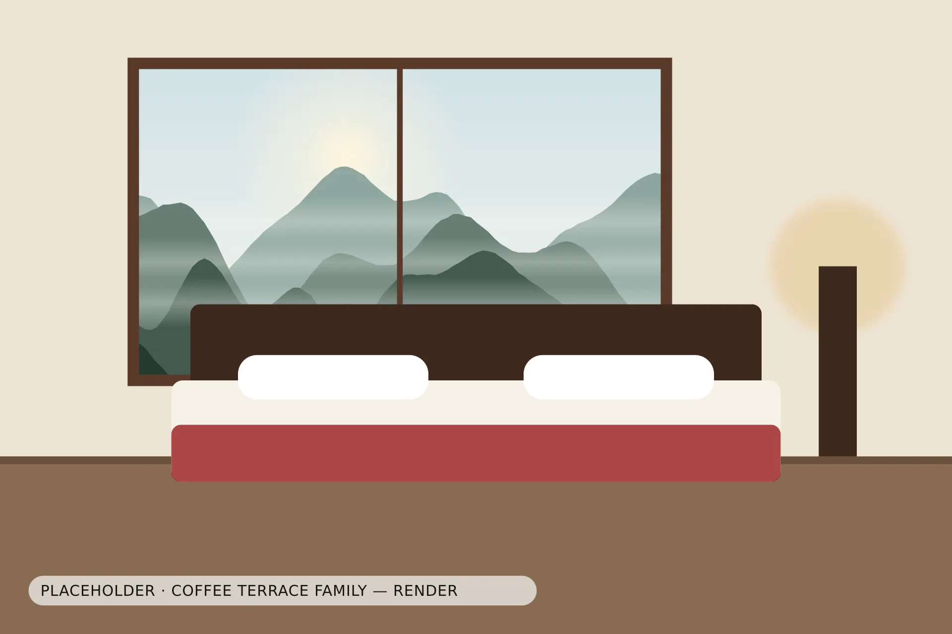 Coffee Terrace Family: the bed facing the window