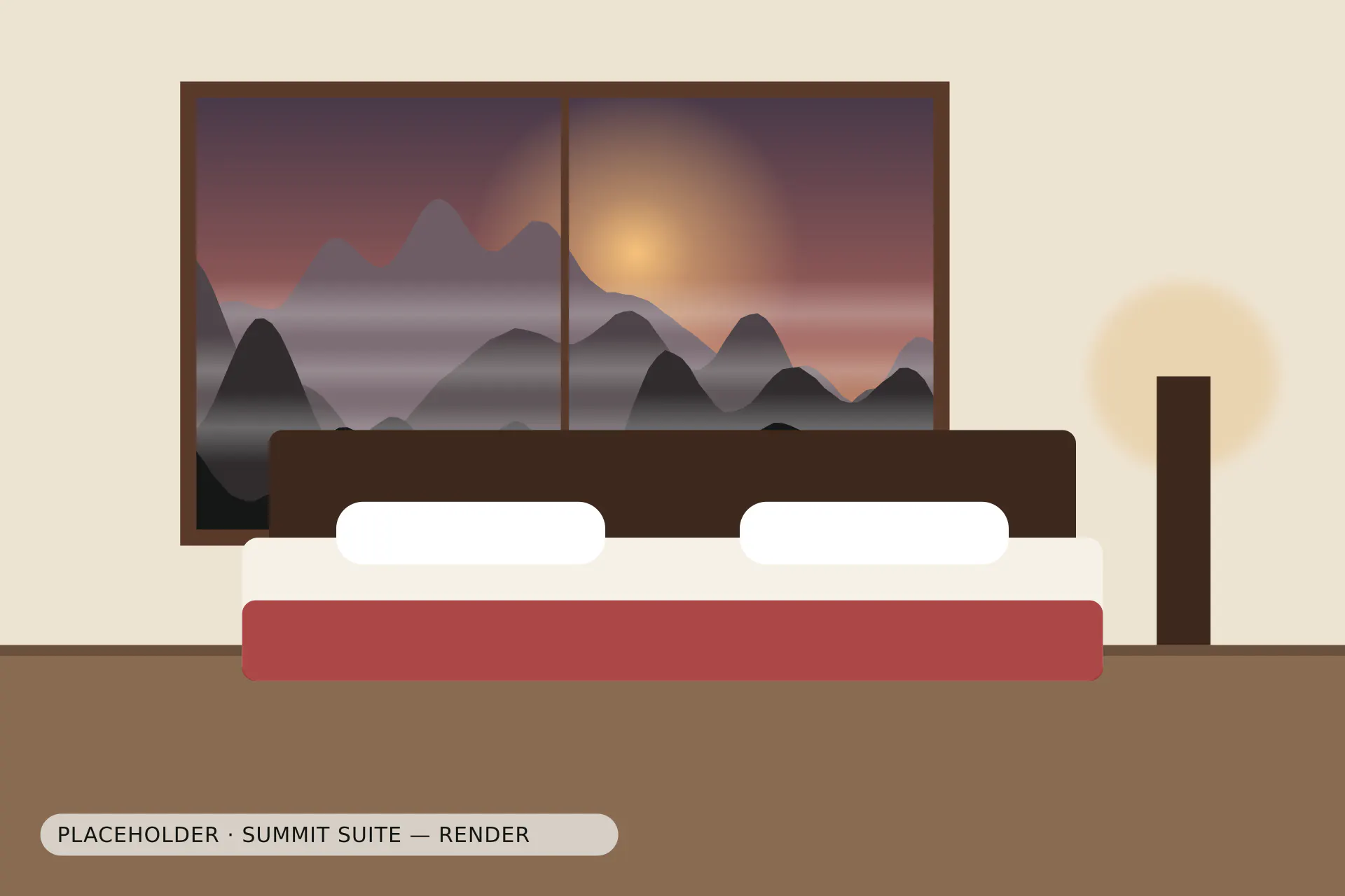 Summit Suite: the bed facing the window